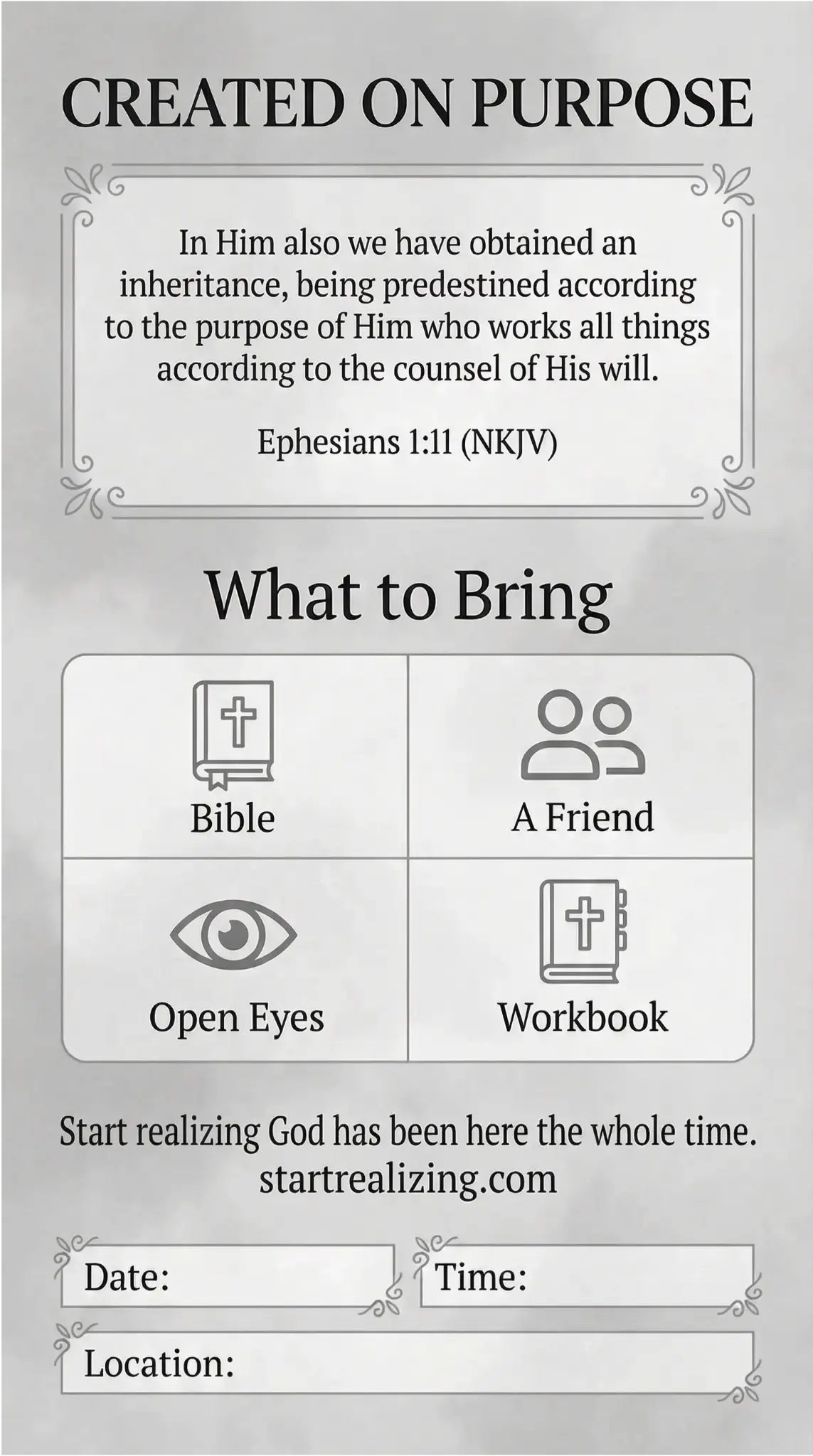 Stop Searching Start Realizing Flyer Back